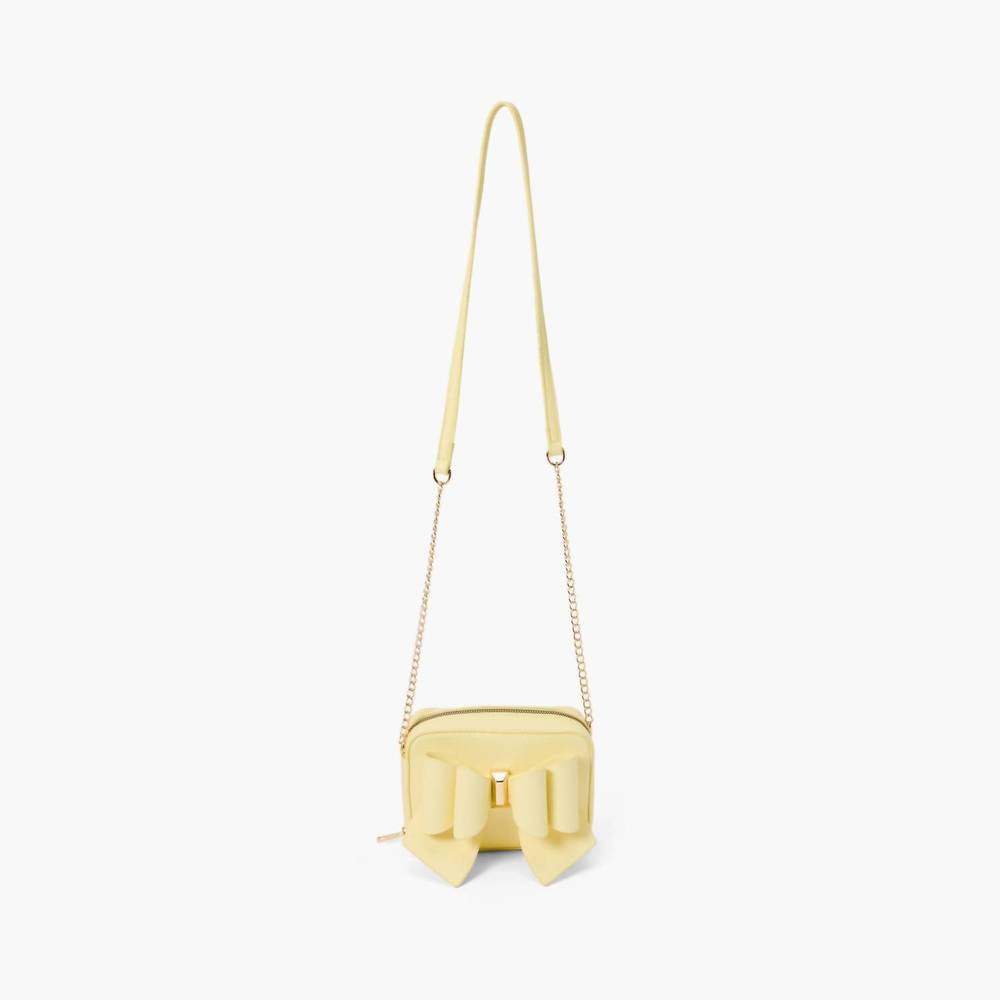 NEW LIKE DREAMS women's mini boxy bow vegan crossbody bag in yellow
